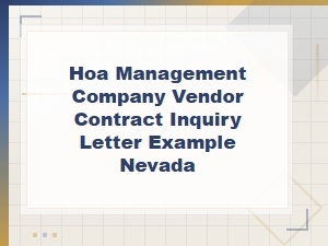 Nevada Hoa Vendor Contract Inquiry Letter Example