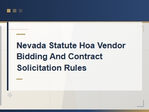 Nevada Hoa Vendor Bidding and Contract Rules