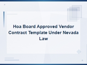 Hoa Vendor Contract Template Under Nevada Law